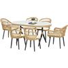 VivaGarden Set da Giardino 7 Pezzi in Rattan PE con Tavolo da Pranzo 153x89x74 cm e 6 Sedie 52x62x78 cm con Cuscini - 74H1LR