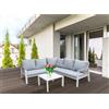 VivaGarden Set da Giardino Divano da Esterno Angolare con Cuscini e Tavolino Tijuana in Poliestere e Alluminio Dx2.159x69x51/T.78x78x84 colore Bianco - AT804219-BIAN