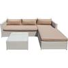 DecHome Set da giardino Salotto da giardino in resina effetto Rattan Salottino da esterno completo 4 pezzi: Divano con Chaise longue Tavolino e Cuscini - Relaxmorning