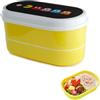 Avilia Portapranzo Giallo con 2 Scomparti e Posate Inclusi - Lunch Box Decorata, Ideale per Grandi e Bambini - Schiscetta in Plastica - Design Divertente