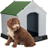 Aqpet Cuccia per Cani in Plastica per Esterno Interno Casa Giardino, Impermeabile con Pavimento Rialzato, per Cani Taglia Grande 105 X 96 X 98 H, Verde