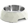 Record - Ciotola per Cani Diamond - Acciaio Inox e Melamina - Rimovibile - Dotata di Gommini Antiscivolo - Dimensioni: Ø 22,5 cm - Capacità 700 ml - Colore Bianco