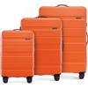 WITTCHEN valigia da viaggio set di 3 valigie trolley bagaglio a mano valigia set di valigie a rotelle in ABS con 4 ruote spinner chiusura a combinazione maniglia telescopica Comodo Line Arancione