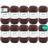 Gründl Filato per maglia/uncinetto Gründl Cotton Quick Uni, 10 gomitoli da 50 g (filato dai vivaci colori 100% cotone, certificato OEKO-TEX®, 50 g / 125 m, ferri: 3-4, 10 x 50 g), Cioccolato