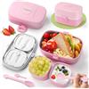 TUSEASY Porta Pranzo con Scomparti e Posate per Bambini - Prova di Perdite Bento Lunch Box Microonde - Schiscetta Pranzo Ermetico Contenitore Cibo Porta Merenda Scuola - Senza BPA - 860 ml - Rosa