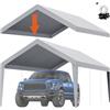 VEVOR Telo di ricambio per tenda da sole per posto auto coperto, telo per tenda da garage 20'x 12', protezione UV impermeabile, elastici a sfera, grigio (solo copertura superiore, telaio non incluso)