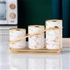 XYQXYQ Set di Barattoli in Ceramica con Motivo Dorato per Piano di Lavoro della Cucina, Contenitori Alimentari con Scaffale a Ripiani, Contenitori Ermetici per Caffè, Zucchero e Sale