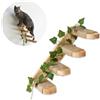 TREKAM Scaletta per Gatti - Scala per gatti Bidirezionale - Percorso Gatti da Parete in Legno Massiccio con Corda di Juta, Decorata con Foglie di Edera - Mensole per Gatti Robuste e Decorative