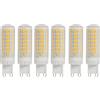 WULUN Lampadina LED G9, senza sfarfallio, 7 W, equivalente a lampadine alogene da 60 W, 650 lm, bianco caldo (3000 K), 95 LED SMD, lampadine a risparmio energetico G9, non dimmerabili,6 Pcs