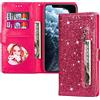 VLQI Custodia Libro Compatibile con Samsung Galaxy A52 Glitter Cover Portafoglio Magnetica Antiurto con Slot per Schede Brillantini Donna Ragazza Accessori di Cellulari Rosa