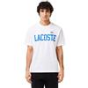 Lacoste T-shirt da uomo 2024 in tessuto di cotone con logo coccodrillo essenziale stile sportivo, bianco, XL