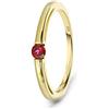 MIORE - Anello Donna Solitario, Oro Giallo 9KT 375 -Gemma Centrale di Rubino. Anello di Fidanzamento Classico con Pietra di Colore. Anello anallergico.
