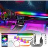 YAOBLUESEA Illuminazione Interno Auto USB, RGBIC RGB 5V-12V Arcobaleno Luci Ambientali con Telecomando/USB/APP Control, LED Atmosfera Strip Auto con Musica e 4 Illuminazione Vano Piedi Decorazione