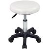 FURWOO Sgabello girevole rotondo con ruote PU Leahter Sgabello rotante altezza regolabile per Spa Salon Massaggio Bianco