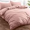 Brentfords Set di biancheria da letto con federa in morbida microfibra spazzolata, effetto lino, colore: Rosa cipria