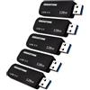 Gigastone Chiavetta USB 128 GB Set da 5, Z30 USB 3.2 Gen 1 Professional Serie, Senza cappuccio con design retrattile, compatibile con interfaccia USB 2.0 / USB 3.0 / USB 3.1