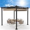 TRIUMPHKEY Gazebo Pergola da Giardino 3x3m,con Tetto Retrattile,Pergola in Alluminio con Tessuto Impermeabile e Resistente ai Raggi UV,Per Arredo Giardino, Terrazzo e Attività Commerciale(Beige）