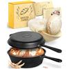KRUSTENZAUBER Pentola da forno in ghisa da 26 cm, con cestello per fermentazione, robusta pentola per pane con coperchio, padella in ghisa, accessori, padella
