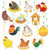 LFCFDX 24 pezzi di pollo appeso turbinio gallina coperta turbinio decorazioni pollo compleanno accessori per feste di pollo decorazioni per feste di pollo compleanno aby doccia decorazioni