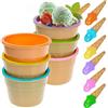 WSAMJIN Set di 6 Bicchieri da Gelato con Cucchiaio, Ciotole per Gelato Colorate, Ciotola di Plastica per Gelato, Lmpilabile Coppa Gelato Bambini per Cibo, Frutta, Gelato, Famiglia, Campeggio (6 colori)
