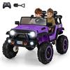 DREAMADE Auto elettrica per bambini 2 posti, 24 V Jeep auto elettrica con telecomando e pala, veicoli elettrici con luce e musica e clacson e USB, auto elettrica per bambini dai 3 anni in su. (viola)