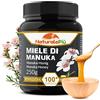 NaturalePiù Miele di Manuka 100+ MGO da 250 gr. Prodotto in Nuova Zelanda, Attivo e Grezzo, Puro e Naturale. Metilgliossale Testato da Laboratori Accreditati.