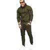 Zilosconcy Completa tuta da ginnastica con cappuccio da uomo Tuta sportiva manica lunga con cerniera tasche e pantaloni lunghi taglia grande, Verde militare, L