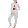 Toocool Pigiama Donna Intimo Felpato Pantaloni Caldo Maglia Orso BE-8855 [M,Grigio]