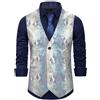 Generic Tasche Gilet Uomo Casual Bronzo Stampa Gilet Uomo Slim Fit V-Collo Tendenza Blazer Gilet Uomo Partito Prom Banchetto Gilet Uomo I-Silver2 L