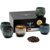 Pheniox Set di tazze da caffè Tibet Mini | 5 pezzi | 100 ml | tazze di alta qualità in gres | senza manico | lavabile in lavastoviglie | espresso | moka | bicchiere per spezie | regalo dal design