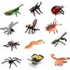 BRISKORE Set di 12 statuette giocattolo per insetti, animali della giungla, insetti in plastica, insetti realistici, cavalletta, Scorpione, libellula e altro ancora