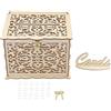 HERCHR Scatola per Biglietti di Nozze,Porta Buste Matrimonio in Legno, Scatola di Legno per Partecipazioni di Nozze,Scatola Porta Carte Regalo per Ricevimento Anniversario di Matrimonio
