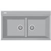 Plados PRONTA CONSEGNA - SPEDIZIONE IMMEDIATA Plados LX8620-41 Lavello a due vasche 86 x 51 cm Sopratop con fascia miscelatore Serie Lux 86 -20 finitura 41 ULTRAMETAL ALLUMINIO