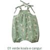 Tutina Cotone, 9 mesi, 01 verde koala e canguri