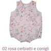 Pagliaccetto cotone BIO, 6 mesi, 02 rosa cerbiatti e conigli