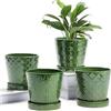 Buymax, Vasi per piante da interni, vaso da fiori in ceramica da 12,7 cm, con foro di drenaggio e vassoio in ceramica, per giardinaggio, casa, scrivania, ufficio, davanzale, regalo, set da 4, piante
