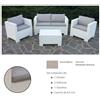 GRECOSHOP Divano con Poltrone e Tavolino/Salotto/Salottino in Polyrattan per Esterno/Arredo Giardino - Mod. Dubai bianco