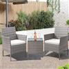 BAKAJI Set da Giardino Grigio 2 Poltrone + Tavolino Rattan x Esterno con Cuscini Beige