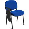 Sedia per Sala Conferenze MOBY con SCRITTOIO ribaltabile, economica, colore Blu con gambe Nere