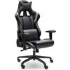 Poltrona Gaming ORION, Braccioli Regolabili, in Pelle Nero/Grigio