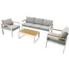 Huspert Set da giardino Almeria con tavolo basso divano e due poltrone colore grigio e bianco