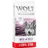 Wolf of Wilderness 12 kg + 2,4 kg - 14,4 kg Wolf of Wilderness Crocchette senza cereali per cane - Wild Hills - Anatra