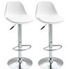 DecHome Set 2 Sgabelli da Bar Girevoli con Schienale Poggiapiedi e Altezza Regolabile 40x42x82-104cm Bianco 597WT8