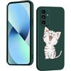 WOKEZ Cover per Samsung Galaxy A55 5G, Protezione Liquido Silicone Custodia per Samsung A55 5G con Gattino, Morbida Antigraffio Full Body Case Protettiva-Verde07