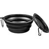PhoneNatic Ciotola pieghevole per cani in silicone nero, ciotola da viaggio per cani e gatti con moschettone - 350 ml