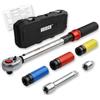 Hairich Chiave dinamometrica 1/2 pollici, 40-210 Nm per bicicletta e moto, chiave dinamometrica, set da 6 pezzi, con asta di prolunga da 125 mm, adattatore da 1/2-3/8, 3 bussole per il