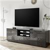 DEGHI Mobile porta tv 181 cm con due ante in legno grigio lucido serigrafato - Linux