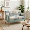 DEGHI Divano scandinavo 2 posti in tessuto patchwork multicolor celeste - Copenaghen