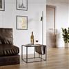 DEGHI Tavolino 55x41 cm in legno noce e struttura in metallo nero con portariviste in similpelle cacao - Cellar