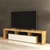 DEGHI Mobile porta tv 200x51h cm in legno effetto rovere calliope e bianco - Redford